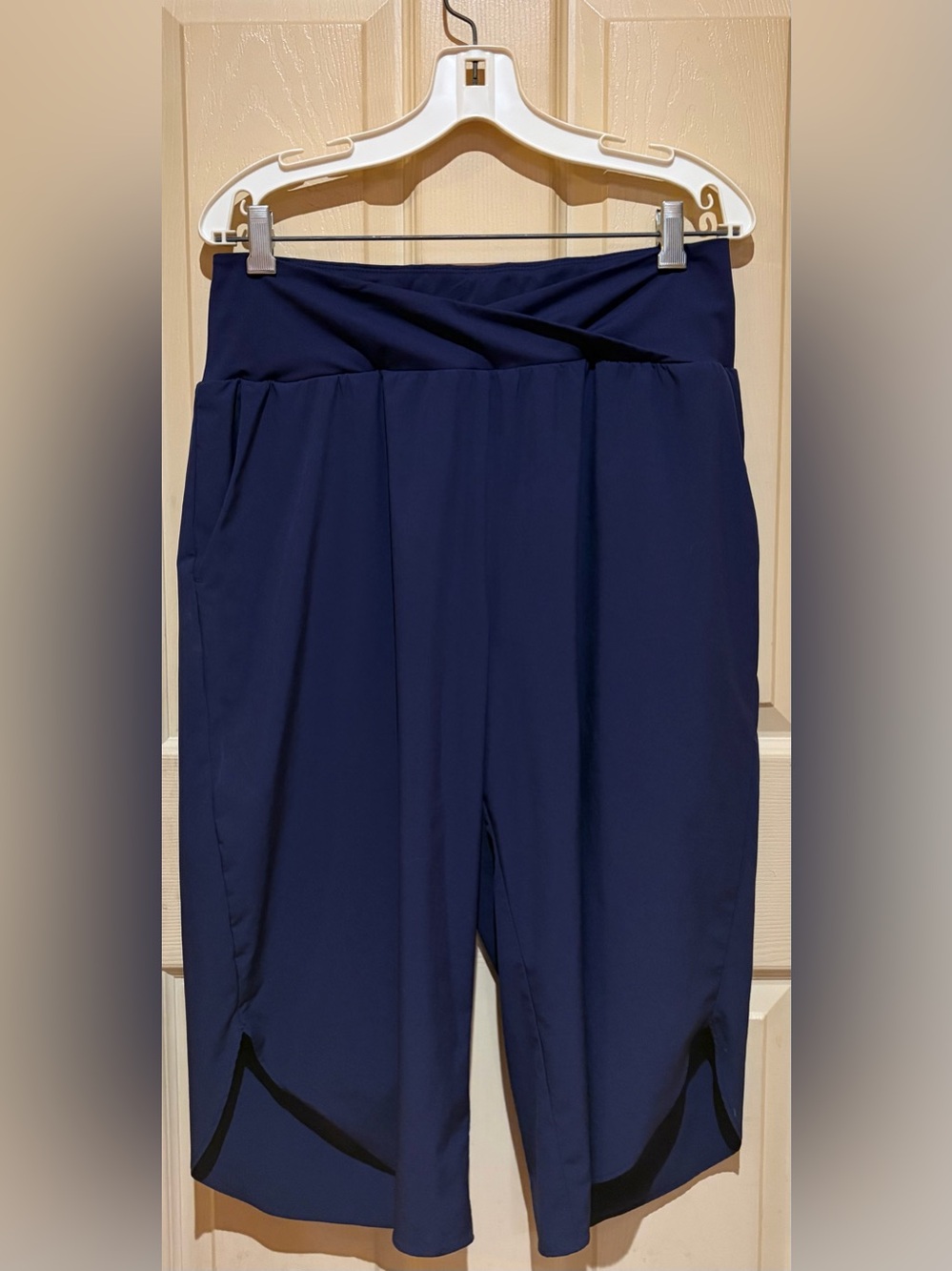 Women's Navy Cropped Pull-On Pants, Size L